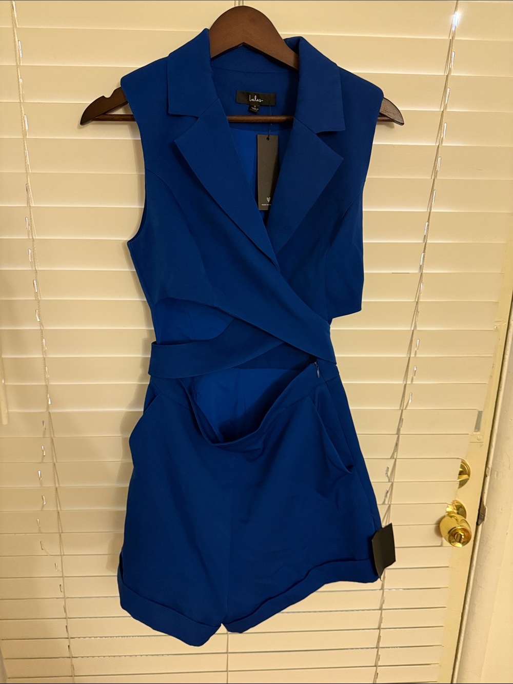 Lulu's Royal Blue Sleeveless Tailored Romper